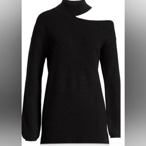 Halogen Ribbed Sweater Dress with Cutout Shoulder